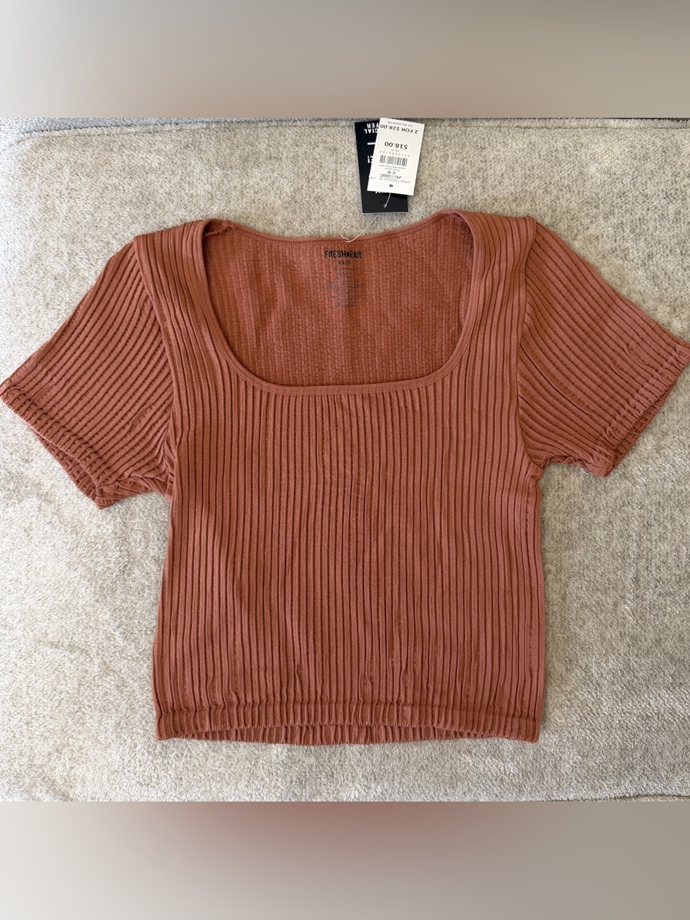 Buckle Ribbed Square-Neck Crop Top